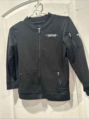 Tesla Black Kids Zip-Up Hoodie with White Logos
